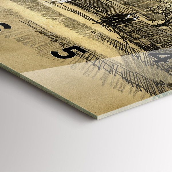 Ceas pătrat de perete din sticlă Parc și copaci în sepia