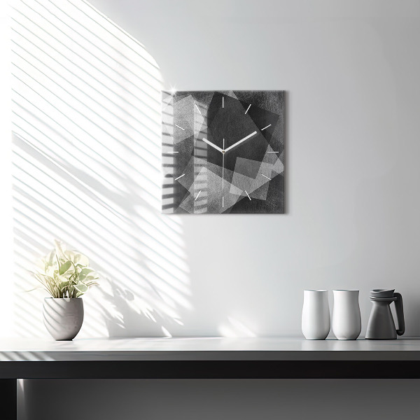 Ceas pătrat de perete din sticlă Abstracția geometrică