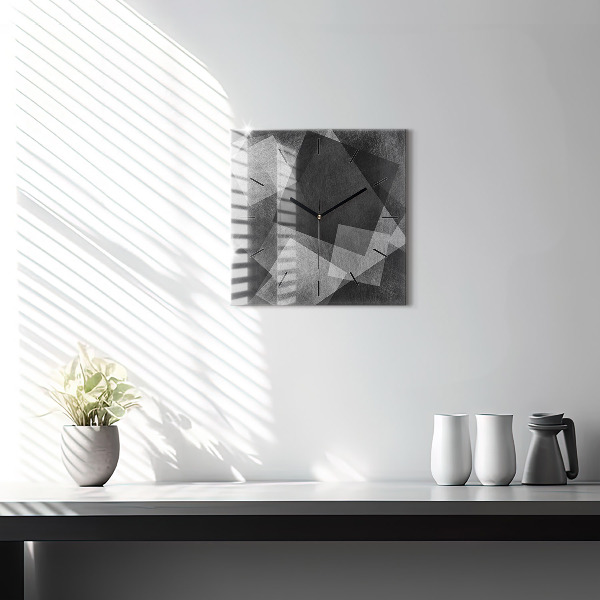 Ceas pătrat de perete din sticlă Abstracția geometrică