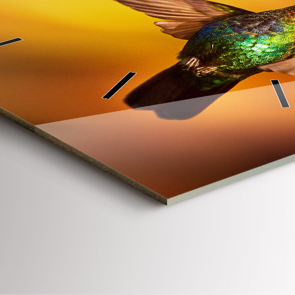 Ceas pătrat de perete din sticlă Pasăre colibri