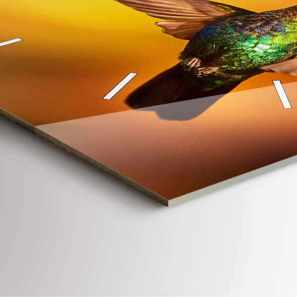 Ceas pătrat de perete din sticlă Pasăre colibri