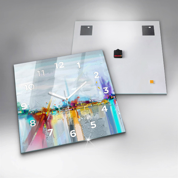 Ceas pătrat de perete din sticlă Pod abstract