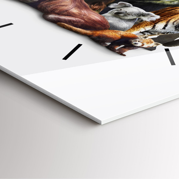 Ceas pătrat de perete din sticlă Animale sălbatice