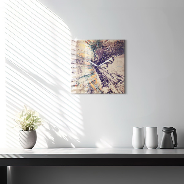 Ceas pătrat de perete din sticlă Mecanism abstract