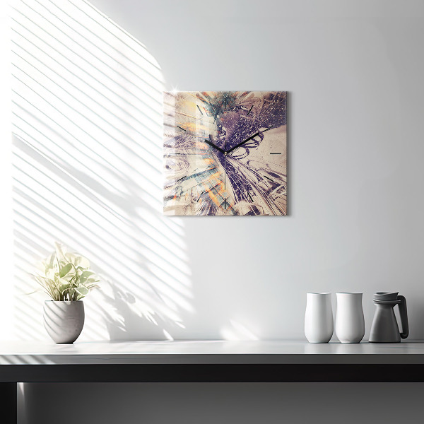 Ceas pătrat de perete din sticlă Mecanism abstract