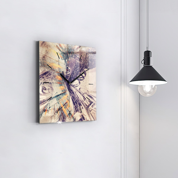 Ceas pătrat de perete din sticlă Mecanism abstract