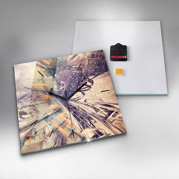 Ceas pătrat de perete din sticlă Mecanism abstract