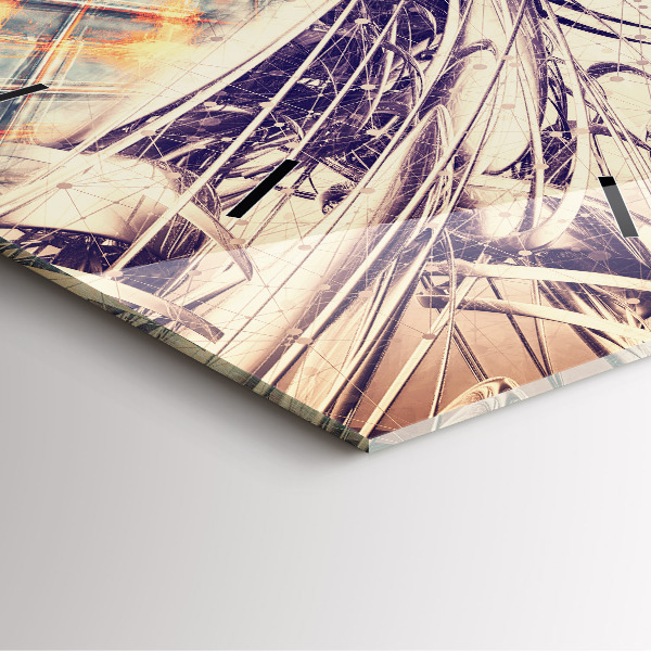 Ceas pătrat de perete din sticlă Mecanism abstract