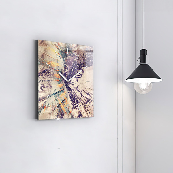 Ceas pătrat de perete din sticlă Mecanism abstract