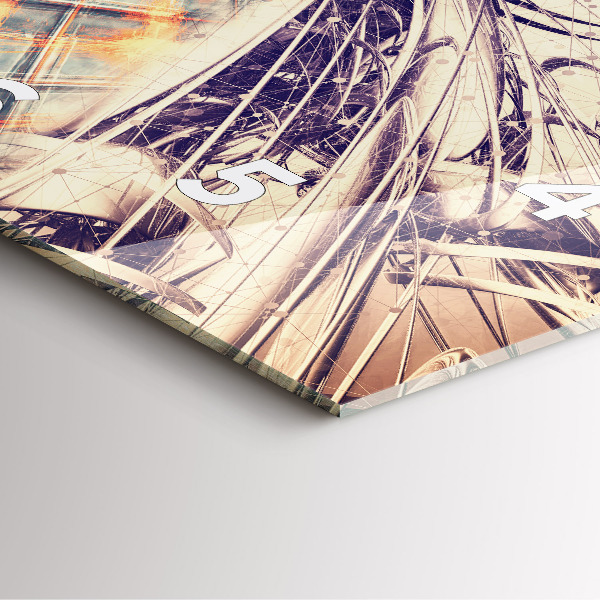 Ceas pătrat de perete din sticlă Mecanism abstract