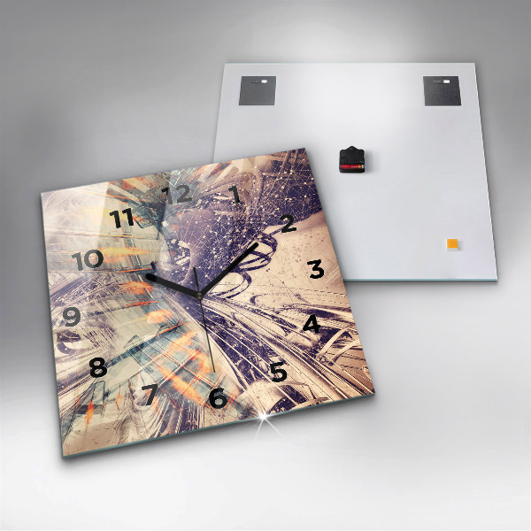 Ceas pătrat de perete din sticlă Mecanism abstract