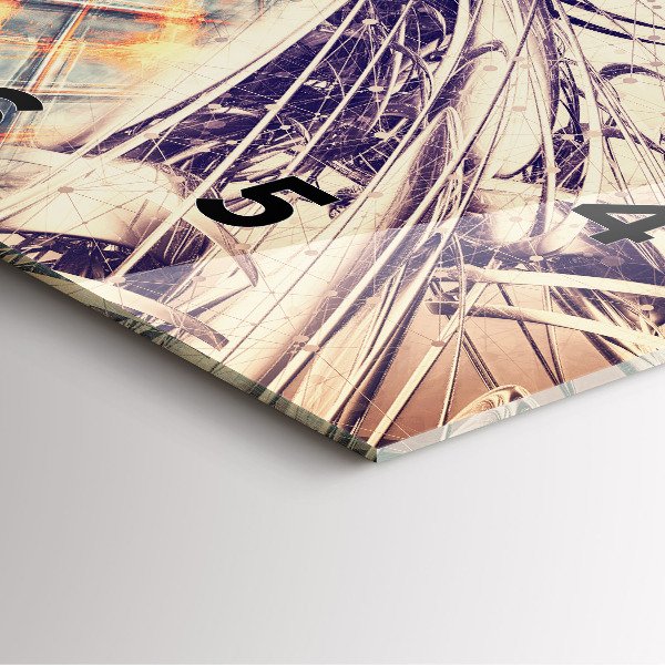 Ceas pătrat de perete din sticlă Mecanism abstract