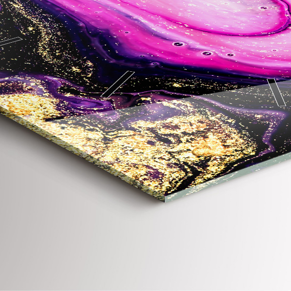 Ceas pătrat de perete din sticlă Abstracția din marmură