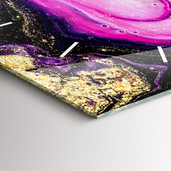 Ceas pătrat de perete din sticlă Abstracția din marmură