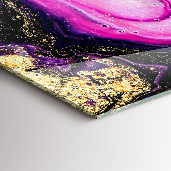 Ceas pătrat de perete din sticlă Abstracția din marmură