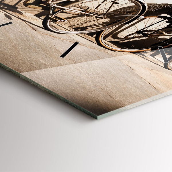 Ceas pătrat de perete din sticlă bicicleta italiană