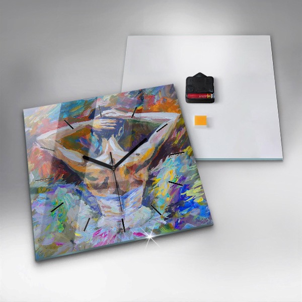 Ceas pătrat de perete din sticlă Balerina pictată