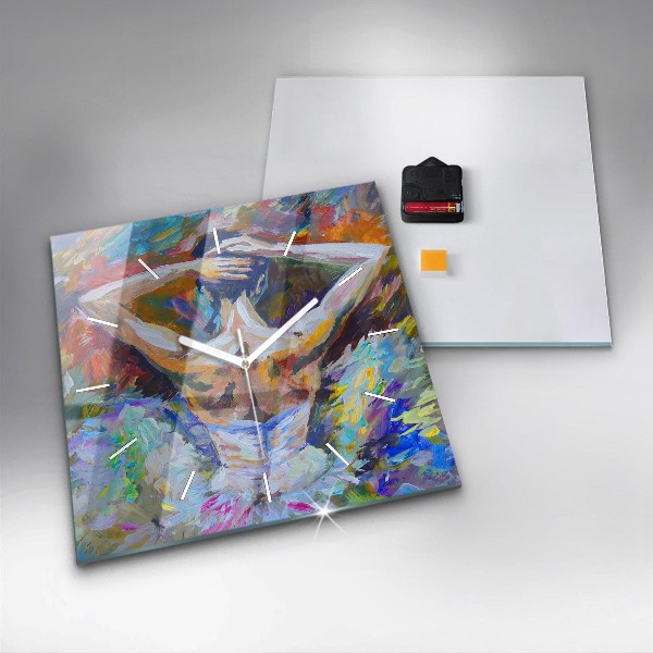 Ceas pătrat de perete din sticlă Balerina pictată