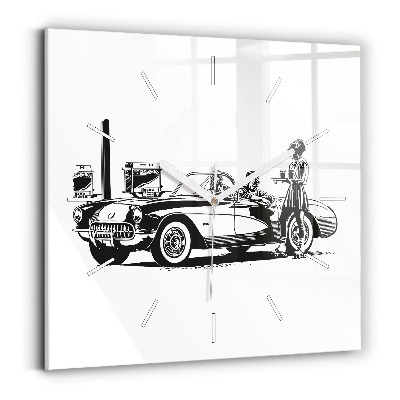 Ceas pătrat de perete din sticlă Ilustrație retro