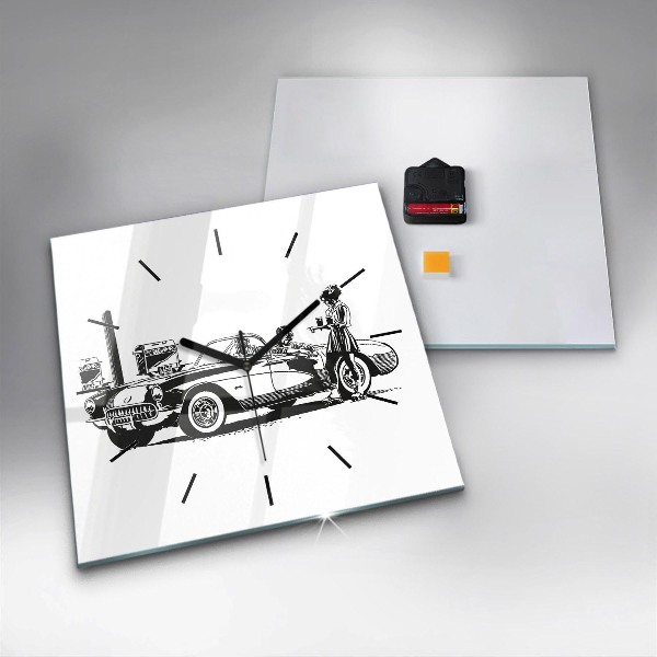 Ceas pătrat de perete din sticlă Ilustrație retro