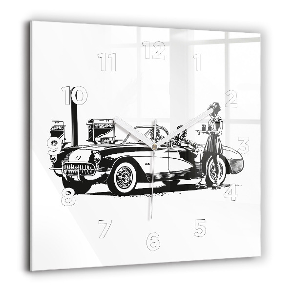 Ceas pătrat de perete din sticlă Ilustrație retro