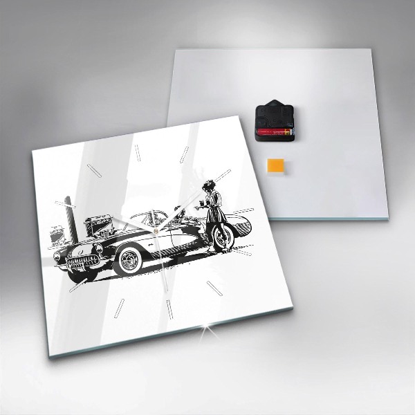 Ceas pătrat de perete din sticlă Ilustrație retro