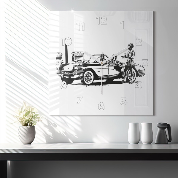 Ceas pătrat de perete din sticlă Ilustrație retro