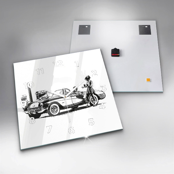 Ceas pătrat de perete din sticlă Ilustrație retro