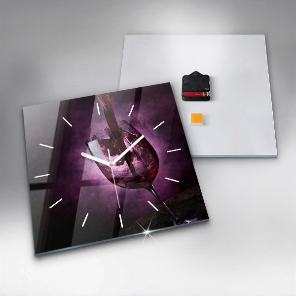 Ceas pătrat de perete din sticlă pahar de vin