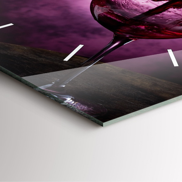 Ceas pătrat de perete din sticlă pahar de vin