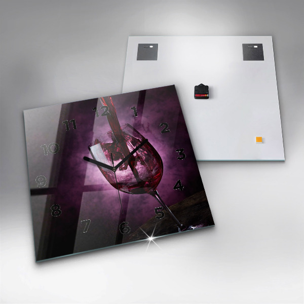 Ceas pătrat de perete din sticlă pahar de vin