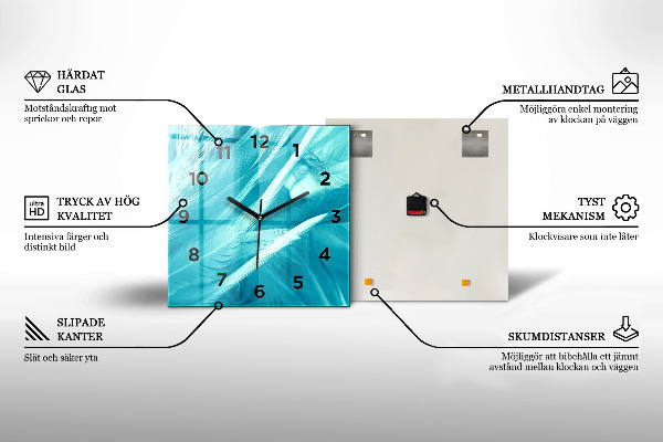 Ceas pătrat de perete din sticlă Dealul de ceai