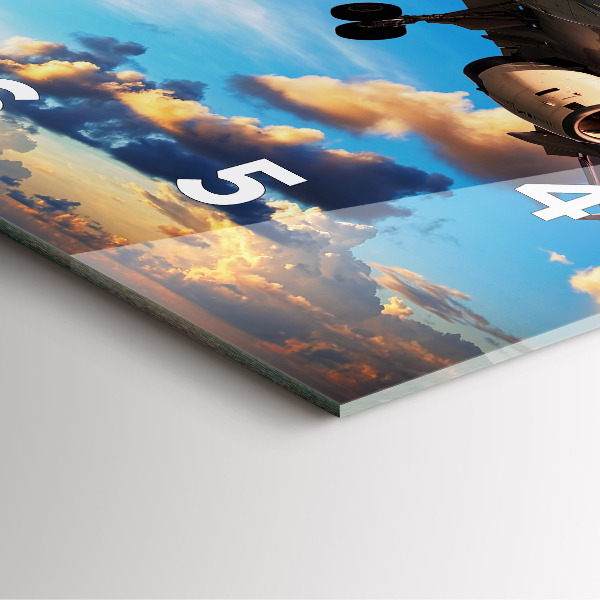 Ceas pătrat de perete din sticlă Avion în nori