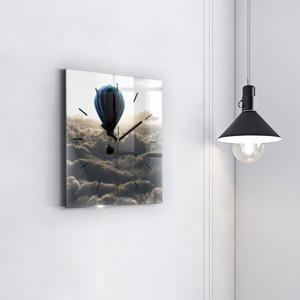 Ceas pătrat de perete din sticlă Balon pe cer