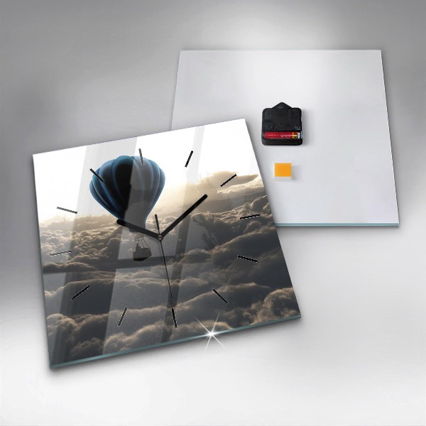 Ceas pătrat de perete din sticlă Balon pe cer
