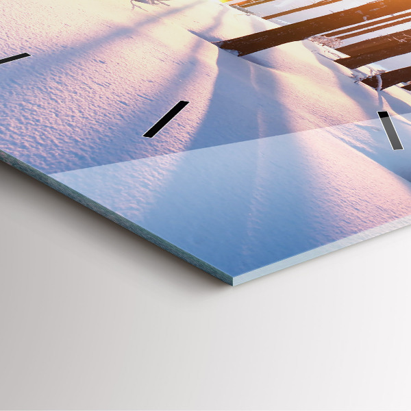 Ceas pătrat de perete din sticlă Apus de soare din pădure