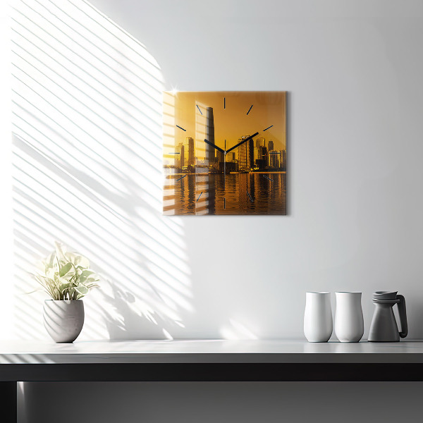 Ceas pătrat de perete din sticlă Râul Zhujiang