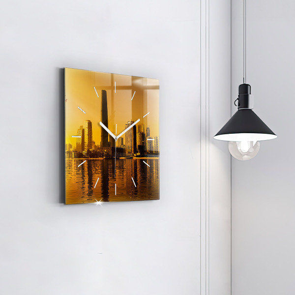 Ceas pătrat de perete din sticlă Râul Zhujiang