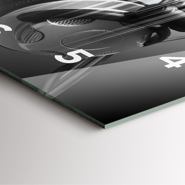 Ceas pătrat de perete din sticlă Microfon și căști