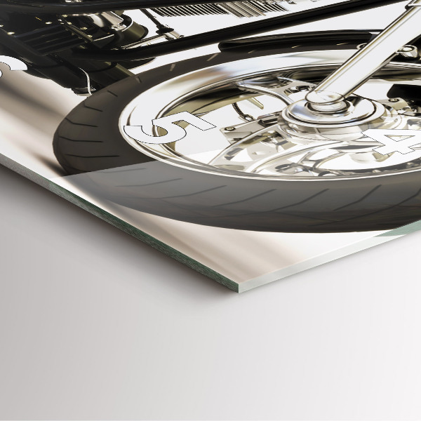 Ceas pătrat de perete din sticlă Motocicletă neagră