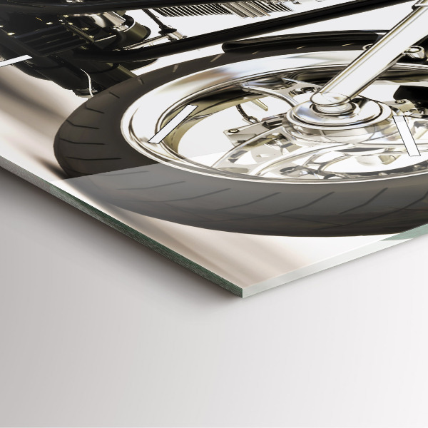 Ceas pătrat de perete din sticlă Motocicletă neagră