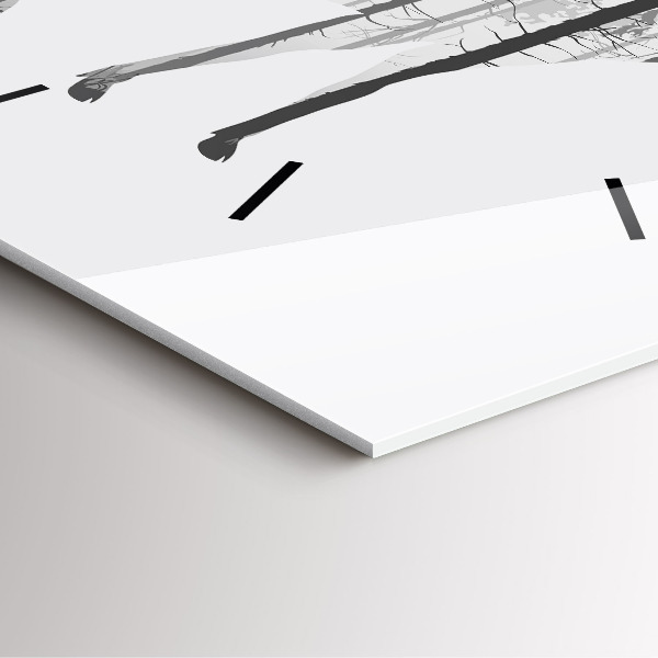 Ceas pătrat de perete din sticlă Siluetă a unui cerb de pădure