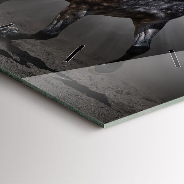 Ceas pătrat de perete din sticlă Cal în galop