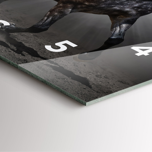 Ceas pătrat de perete din sticlă Cal în galop