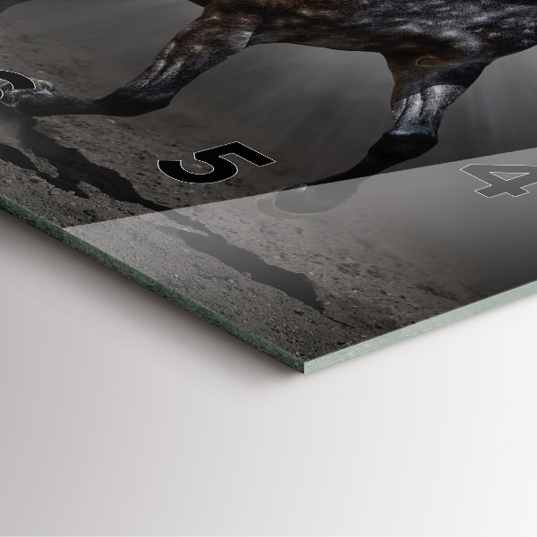 Ceas pătrat de perete din sticlă Cal în galop