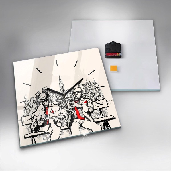 Ceas pătrat de perete din sticlă Jazz la New York