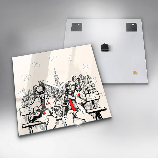 Ceas pătrat de perete din sticlă Jazz la New York