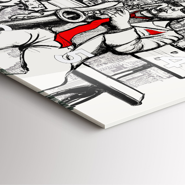 Ceas pătrat de perete din sticlă Jazz la New York