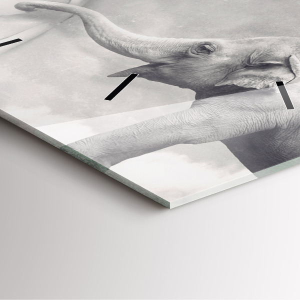 Ceas pătrat de perete din sticlă Elefant