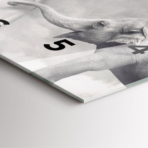 Ceas pătrat de perete din sticlă Elefant